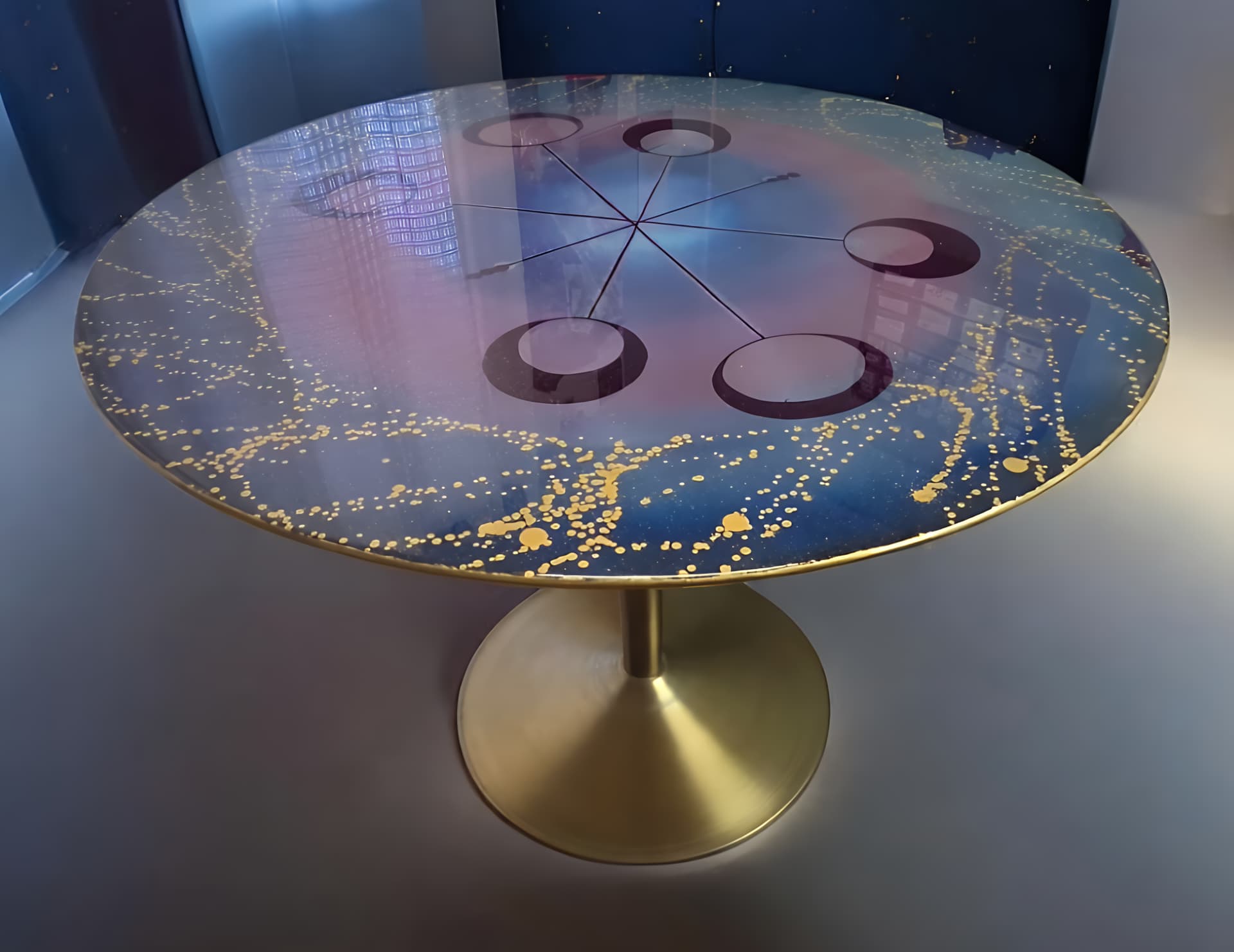 Galaxy Orbit Dining Table — One-of-a-Kind Resin Art Piece